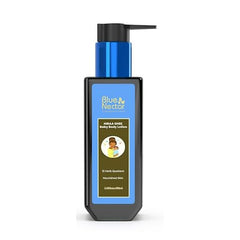Blue Nectar Baby Lotion bottle highlighting ghee-based moisture for soft skin