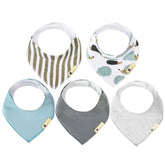 Blue Wren magnetic bandana bib pack 5: stylish drool protection for busy babies.