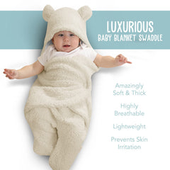 BlueMello beige swaddle wrap securing newborns with plush comfort.