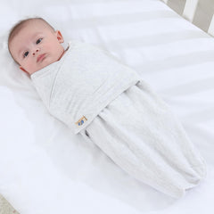 BlueSnail swaddle with adjustable closure demonstrates easy, secure fit for soothing newborns
