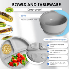 Bluet B baby plates set supports self-feeding milestones safely.