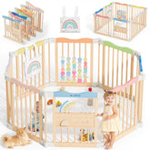 BlueWood foldable playpen showing eight-panel layout for versatile play space