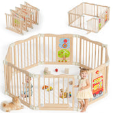 BlueWood foldable wooden playpen with 8 panels offers a versatile space for safe baby play.