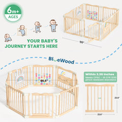 BlueWood Foldable Playpen eight-panel layout: versatile shapes to fit any room.