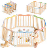 BlueWood Foldable Wooden Playpen front view showing safe, spacious play area