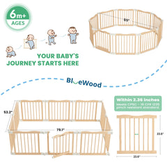BlueWood playpen safety gate with double-lock ensures secure access.