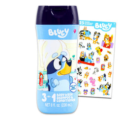 Bluey kids shampoo bottle with berry scent for bath time fun