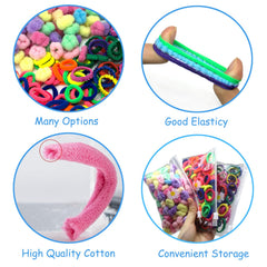 BlueZOO color variety hair ties show vibrant shades for any look.