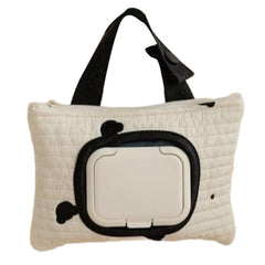 BLULILY embroidered bear stroller wipe pouch keeps wipes handy during travel.