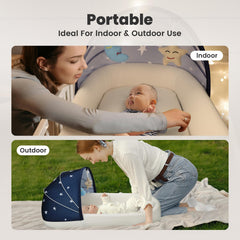 BNAKKON portable bassinet blue dimensions 34.2 by 17.7 inches, spacious for rest