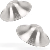 Boboduck Silver Nursing Cup on nipple provides protective barrier during breastfeeding.