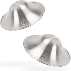 Boboduck Silver Nursing Cup on nipple provides protective barrier during breastfeeding.