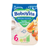 Bobovita milk and rice gruel in a baby bowl promotes varied meals.