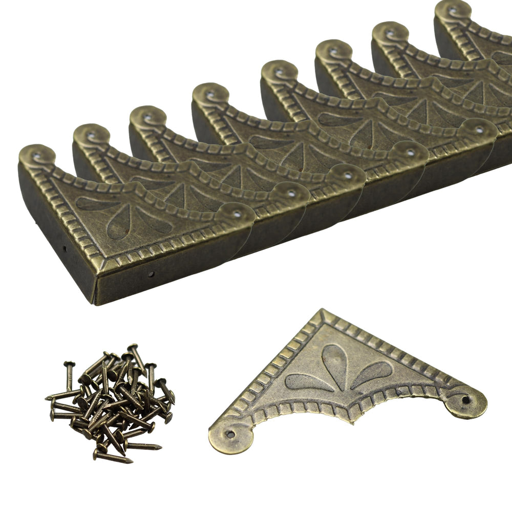 Bociloy bronze corner guards add subtle protection to boxes and furniture.