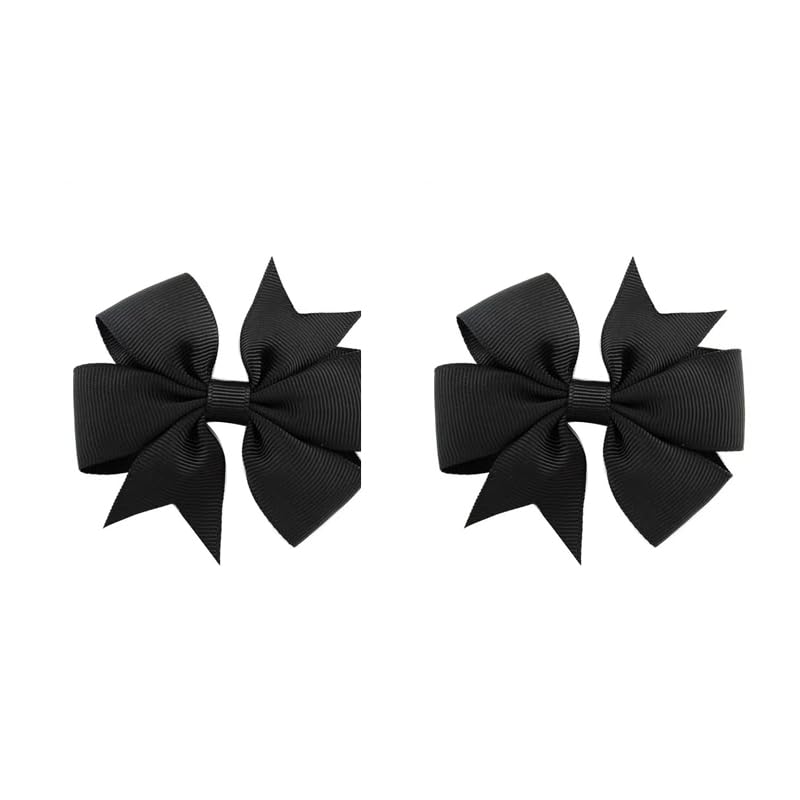 Boenbe Loved 3-inch black pinwheel hair bow for baby girls, holds hair securely.