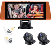 BOEYOS baby car camera with dual feeds on a 7-inch split screen for two kids.