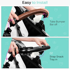 Boffinby snack-tray cup-holder keeps sippy cups steady during rides.