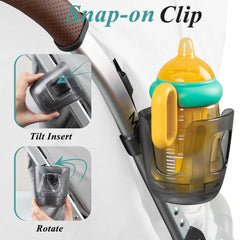 Boffinby elastic grip holds cups and bottles with handles securely