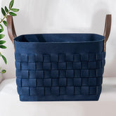 boldmonkey blankets basket with dimensions 16.5x13x13 in navy for organized storage