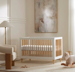 Boll and Branch secure-fit crib sheet with top-stitched elastic for durability.