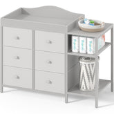 BOLUO baby dresser with changing table top offers a safe diaper-changing surface.