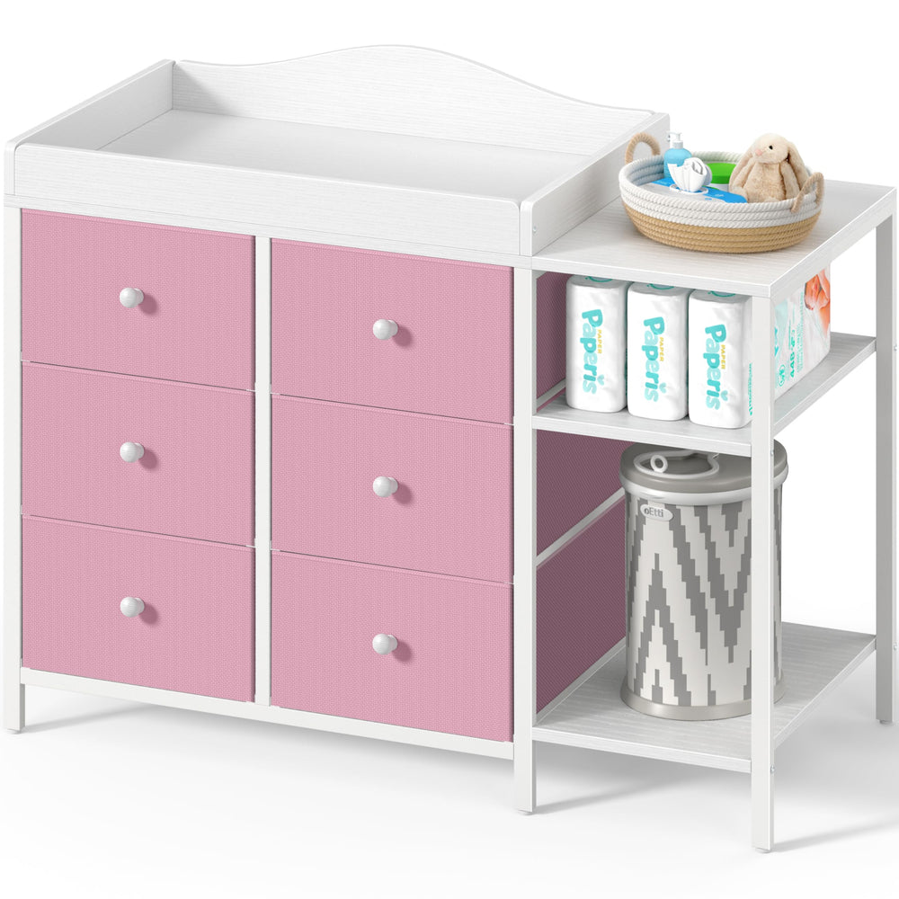 BOLUO baby dresser with changing top overview showing integrated storage and diaper-change area.
