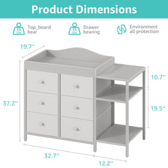 Spacious changing top space makes diaper changes comfortable for caregivers.