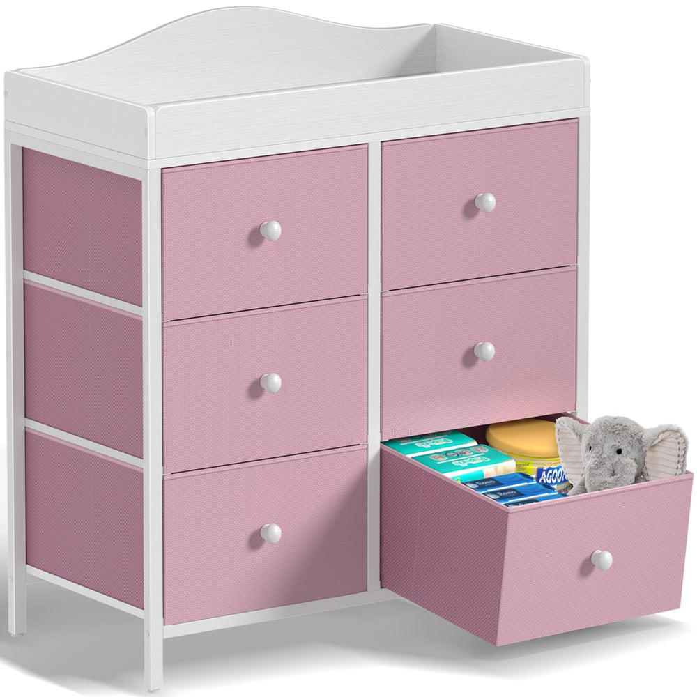 BOLUO changing table top in pink for easy diaper changes.