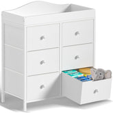 BOLUO changing table dresser top offers wide space for easy diaper changes.