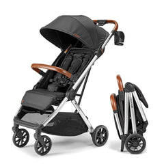 Bombi BeBee V2 folded in Midnight Black shows compact storage for travel
