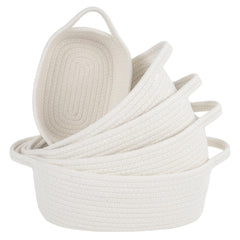 BOMINICA 5-piece storage basket set in white, neatly nested for effortless room organization.