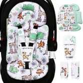 BOMOLOUR infant car seat insert in blue giraffe print for cozy car journeys.