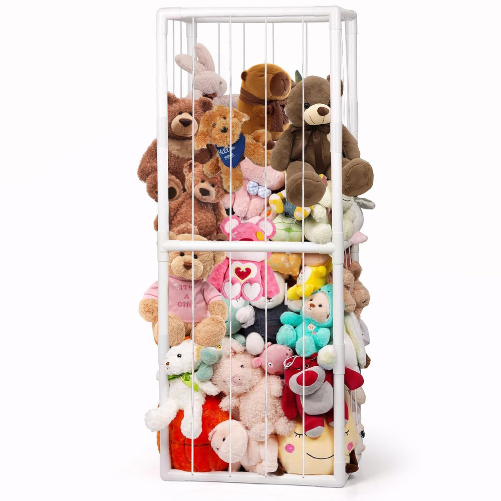 BomSaluka stuffed animal storage tube assembly highlights sturdy PVC construction.