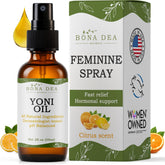 Bona Dea Naturals Feminine Spray bottle closeup highlighting gentle hydration