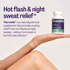 Bonafide Thermella packaging box highlights hormone-free approach and target relief.