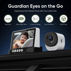 bonoch 360-degree rotating camera covering the backseat for full visibility