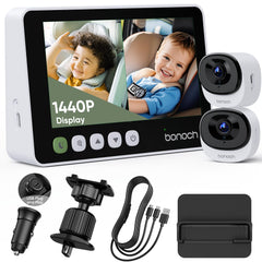 bonoch 5-inch baby car camera with 360° rotation provides full coverage for two kids