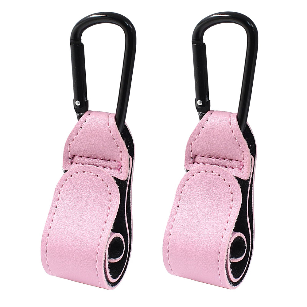 Bonsicoky leather pink stroller hook 2pcs securely holds bags during walks