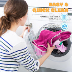 Bonuci slip-on bib design, quick secure fit for busy caregivers.