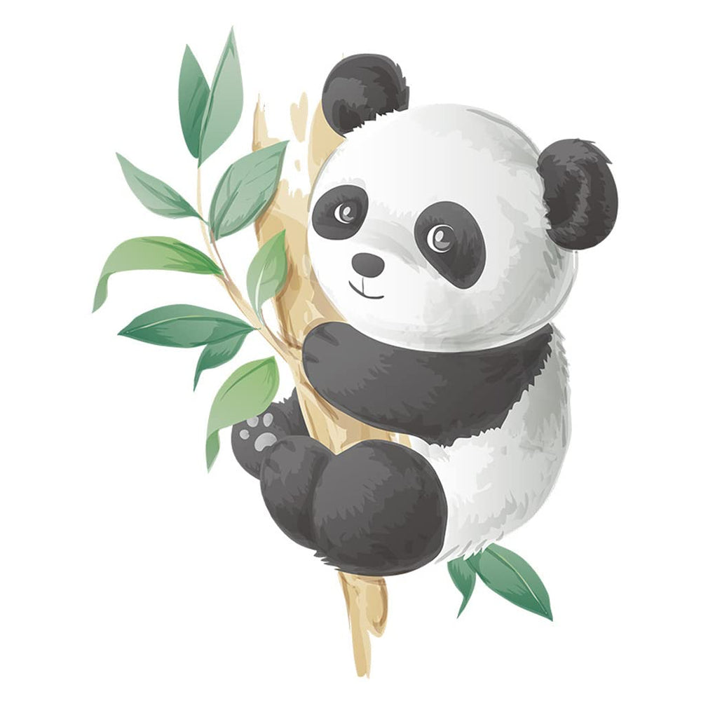 Boodecal watercolor panda climbing bamboo decal enhances kids' room decor for playful spaces.