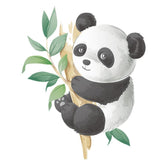 Boodecal watercolor panda climbing bamboo decal enhances kids' room decor for playful spaces.