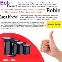 BOOFIRE odor-proof disposal bag designed for discreet colostomy waste.
