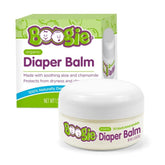 Boogie Diaper Balm jar close-up showing organic formula for gentle baby skin.