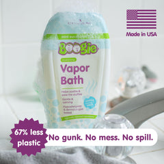 Bubbles fill the tub showcasing Boogie Kids bubble bath
