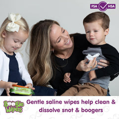 Boogie saline nose wipes for the face soothe skin with Aloe and Vitamin E.