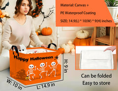 BOOHIT canvas storage bin with Halloween pattern, ideal for organizing toys and clothes.