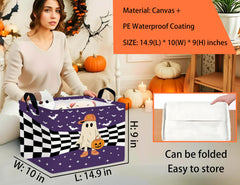 BOOHIT canvas storage bin with leather handles ideal for organizing toys and clothing