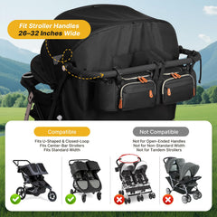 Boomistry organizer fits Baby Jogger City Mini GT2 with center-bar compatibility.