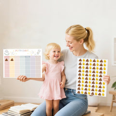 Boqon poop stickers on the chart mark milestones in potty training.