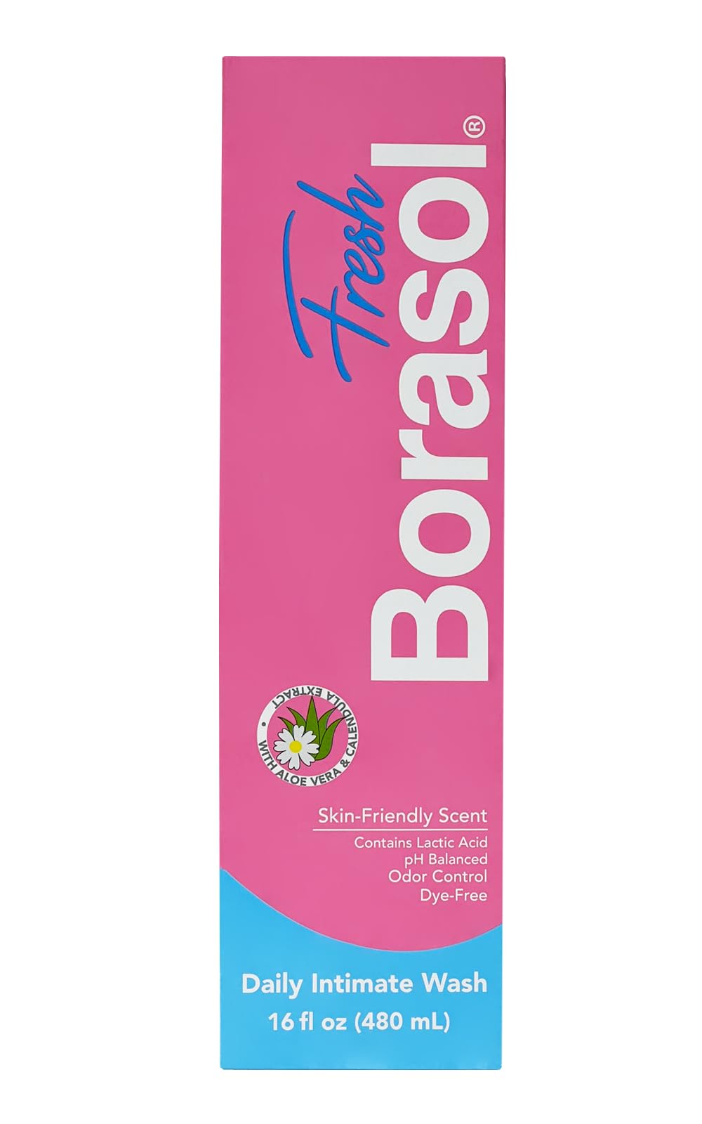 BORASOL Fresh 16oz bottle for gentle intimate cleansing and daily freshness.